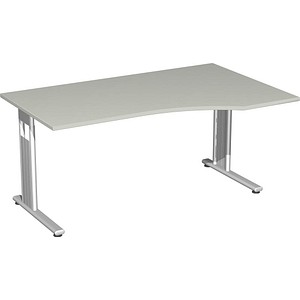 geramöbel Flex Schreibtisch lichtgrau L-Form, C-Fuß-Gestell silber 180,0 x 100,0 cm