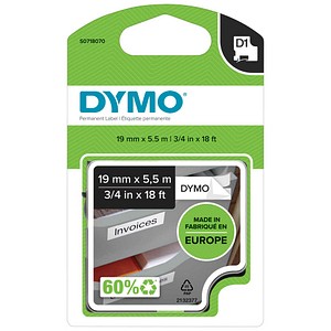 DYMO Schriftband D1 16960 S0718070, 19 mm, schwarz auf weiß, 1 St.