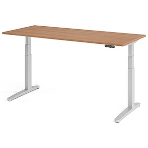 HAMMERBACHER XBHM19 elektrisch höhenverstellbarer Schreibtisch nussbaum rechteckig, C-Fuß-Gestell silber 180,0 x 80,0 cm