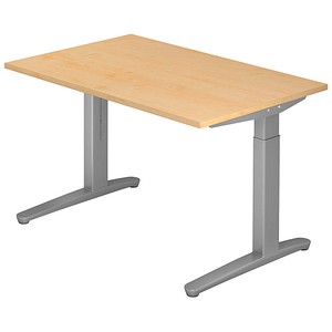 HAMMERBACHER VXB12 höhenverstellbarer Schreibtisch ahorn rechteckig, C-Fuß-Gestell silber 120,0 x 80,0 cm