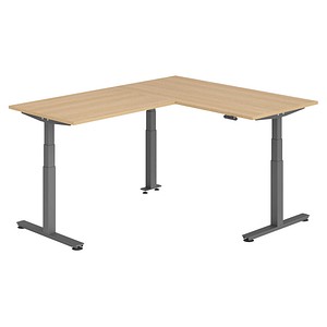 HAMMERBACHER XDSMW1612 elektrisch höhenverstellbarer Schreibtisch eiche rechteckig, T-Fuß-Gestell grau 160,0 x 200,0 cm