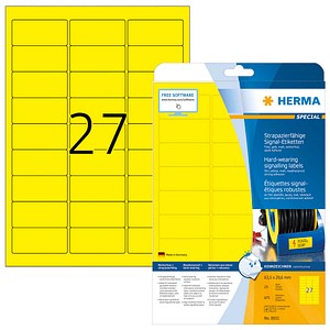 HERMA wetterfeste Folienetiketten 8031 gelb 63,5 x 29,6 mm, 25 Blatt