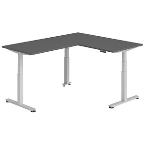 HAMMERBACHER XDSMW1612 elektrisch höhenverstellbarer Schreibtisch grafit rechteckig, T-Fuß-Gestell silber 160,0 x 200,0 cm