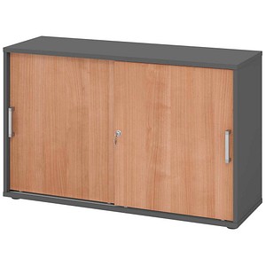 HAMMERBACHER Schiebetürenschrank 1752S, V1752S/G/N/CE grafit, nussbaum 1 Fachboden 120,0 x 40,0 x 74,8 cm