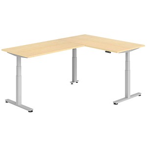 HAMMERBACHER XDSMW1616 elektrisch höhenverstellbarer Schreibtisch ahorn rechteckig, T-Fuß-Gestell silber 160,0 x 240,0 cm