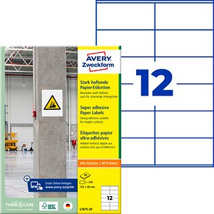 AVERY Zweckform Power-Etiketten L7875-20 weiß 105,0 x 48,0 mm, 20 Blatt