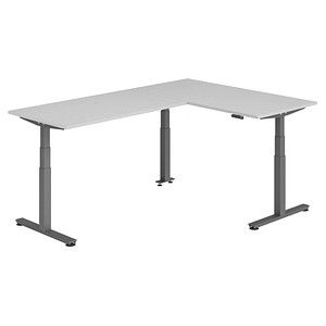 HAMMERBACHER XDSMW1616 elektrisch höhenverstellbarer Schreibtisch lichtgrau rechteckig, T-Fuß-Gestell grau 160,0 x 240,0 cm