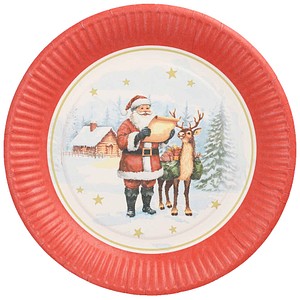 PAPSTAR Pappteller Dear Santa rot, weiß Ø 23,0 cm, 10 St.