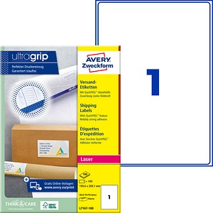 AVERY Zweckform Versandetiketten L7167-100 weiß 199,6 x 289,1 mm, 100 Blatt