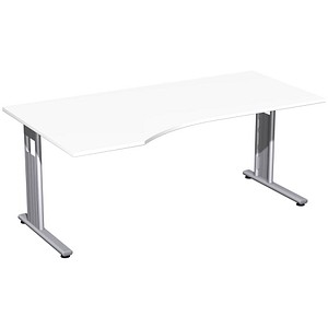 geramöbel Flex Schreibtisch weiß L-Form, C-Fuß-Gestell silber 180,0 x 100,0 cm