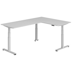 HAMMERBACHER XDSMW1616 elektrisch höhenverstellbarer Schreibtisch lichtgrau rechteckig, T-Fuß-Gestell silber 160,0 x 240,0 cm
