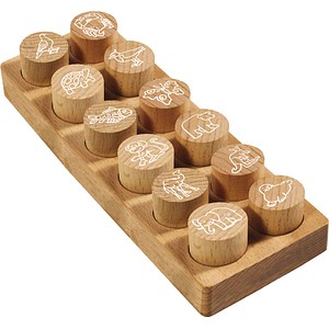 COLOP Woodies Motivstempel-Set Exotic animals 3,0 x 3,0 cm, 12 St.