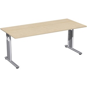 geramöbel Flex Schreibtisch ahorn rechteckig, C-Fuß-Gestell silber 180,0 x 80,0 cm