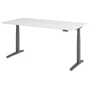 HAMMERBACHER XBHM2E elektrisch höhenverstellbarer Schreibtisch weiß rechteckig, C-Fuß-Gestell grau 200,0 x 100,0 cm