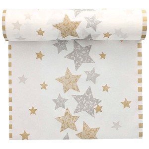 PAPSTAR Tischläufer Stardust 88683 weiß, gold 40,0 cm x 24,0 m, 1 St.