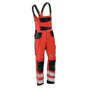 KÜBLER® unisex Warnschutz-Latzhose REFLECTIQ rot, schwarz Größe 56