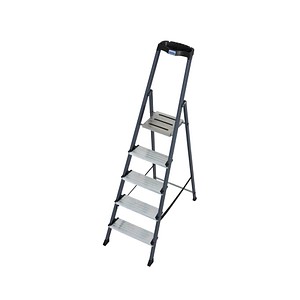 KRAUSE Stehleiter einseitig Securo schwarz 5 Stufen, H: 185,0 cm