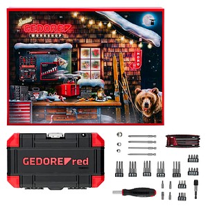GEDOREred  R33003151 Adventskalender Steckschlüssel-Satz ¼“, 51-tlg