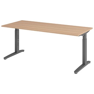 HAMMERBACHER VXB19 höhenverstellbarer Schreibtisch eiche rechteckig, C-Fuß-Gestell grau 180,0 x 80,0 cm