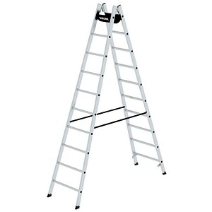 MUNK Stehleiter beidseitig 33020 silber 2x 10 Sprossen, H: 295,0 cm