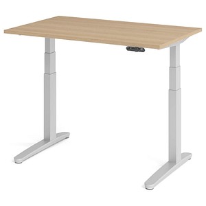 HAMMERBACHER XBHM12 elektrisch höhenverstellbarer Schreibtisch eiche rechteckig, C-Fuß-Gestell silber 120,0 x 80,0 cm