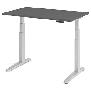 HAMMERBACHER XBHM12 elektrisch höhenverstellbarer Schreibtisch grafit rechteckig, C-Fuß-Gestell silber 120,0 x 80,0 cm
