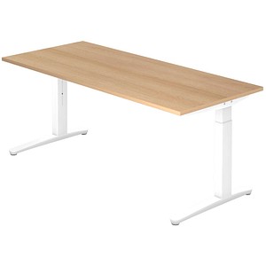 HAMMERBACHER VXB19 höhenverstellbarer Schreibtisch eiche rechteckig, C-Fuß-Gestell weiß 180,0 x 80,0 cm