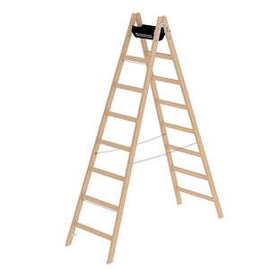 MUNK Stehleiter beidseitig 33216 natur 2x 8 Sprossen, H: 234,0 cm