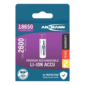 ANSMANN Akku Li-Ion 18650 2.600 mAh, 1 St.