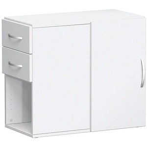 geramöbel Flex Standcontainer weiß 2 Auszüge Stahl-Bügelgriff silber 80,0 x 42,0 x 72,0 cm
