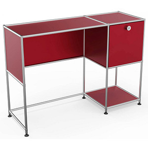 viasit System4 Schreibtisch rubinrot rechteckig, Rundrohrgestell silber 116,0 x 41,0 cm