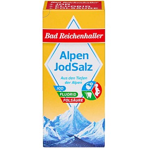 Bad Reichenhaller  Alpenjodsalz mit Fluorid + Folsäure Salz, 500,0 g