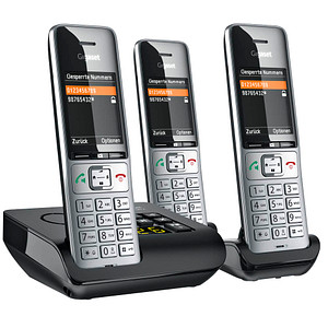 Gigaset COMFORT 500A trio Schnurloses Telefon-Set mit Anrufbeantworter schwarz-silber