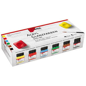 KREUL Glanzfarben Basis Acrylfarben farbsortiert, 6 St.