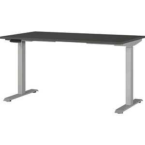 GERMANIA JET höhenverstellbarer Schreibtisch grafit rechteckig, T-Fuß-Gestell silber 140,0 x 80,0 cm