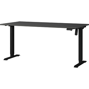 GERMANIA Boras höhenverstellbarer Schreibtisch grafit rechteckig, T-Fuß-Gestell schwarz 180,0 x 80,0 cm