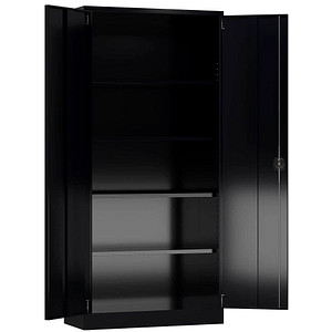 ClassiX Stahlschrank X-530369 tiefschwarz 4 Fachböden 92,0 x 60,0 x 194,5 cm, aufgebaut, 1 St.