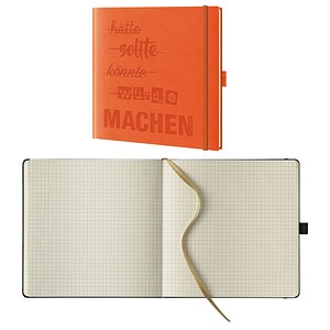 Lediberg Notizbuch 'MACHEN' quadratisch kariert, orange Hardcover 240 Seiten, 1 St.