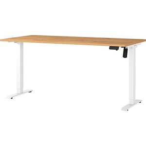 GERMANIA Boras höhenverstellbarer Schreibtisch grandson-eiche rechteckig, T-Fuß-Gestell weiß 180,0 x 80,0 cm