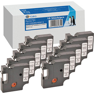 G&G Schriftbänder  ersetzt Dymo D1/40913/S0720680 19331, 9 mm, schwarz auf weiß, 10 St.