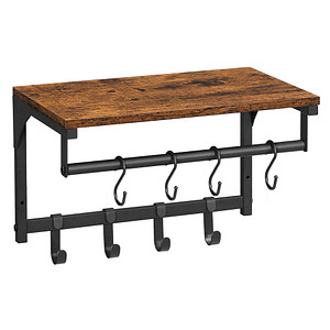 VASAGLE Wandgarderobe braun Holz 8 Haken 40,0 x 24,0 cm, 1 St.