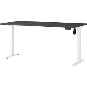 GERMANIA Boras höhenverstellbarer Schreibtisch grafit rechteckig, T-Fuß-Gestell weiß 180,0 x 80,0 cm