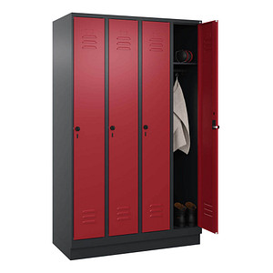 CP Spind Classic PLUS rubinrot, schwarzgrau 080020-40 S10056, 4 Schließfächer 120,0 x 50,0 x 195,0 cm