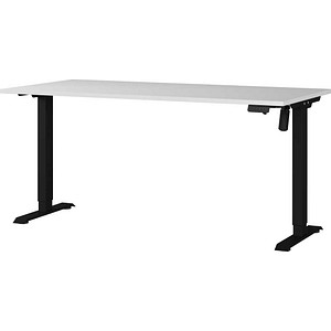 GERMANIA Boras höhenverstellbarer Schreibtisch lichtgrau rechteckig, T-Fuß-Gestell schwarz 180,0 x 80,0 cm