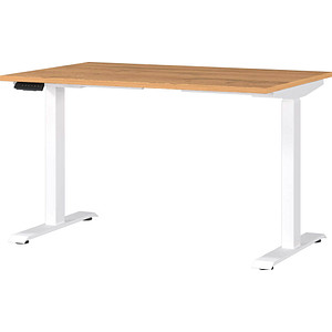 GERMANIA JET höhenverstellbarer Schreibtisch grandson-eiche rechteckig, T-Fuß-Gestell weiß 120,0 x 80,0 cm