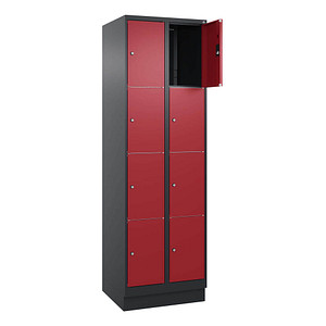 CP Schließfachschrank Classic PLUS rubinrot, schwarzgrau 080020-204 S10036, 8 Schließfächer 60,0 x 50,0 x 185,0 cm