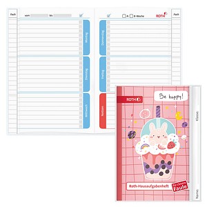 ROTH Hausaufgabenheft Bubble Tea für clevere Faule liniert DIN A5 ohne Rand, 104 Blatt, 1 St.