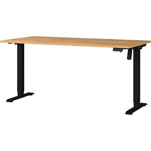 GERMANIA Boras höhenverstellbarer Schreibtisch grandson-eiche rechteckig, T-Fuß-Gestell schwarz 180,0 x 80,0 cm