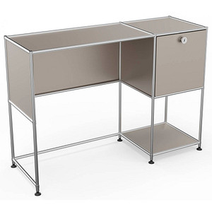 viasit System4 Schreibtisch taupe rechteckig, Rundrohrgestell silber 116,0 x 41,0 cm