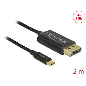DeLOCK USB C/DisplayPort Kabel 4K 60 Hz 2,0 m schwarz, 1 St.
